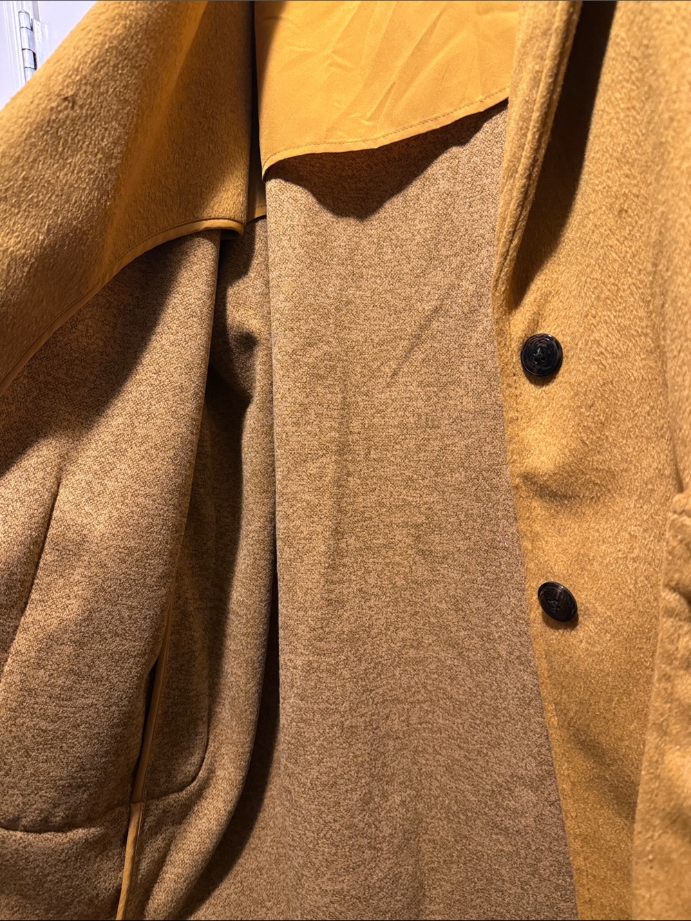Old Navy Women's Mustard Yellow Wool-Blend Single-Breasted Coat - Picture 5 of 6